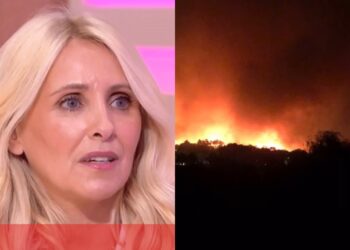 Atriz Sofia Alves cercada pelas chamas