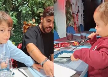 Pedro e Marisa juntos com os filhos