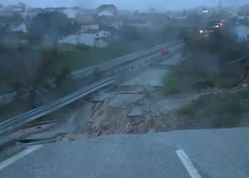 Mau tempo abate estrada e corta rua em Leiria